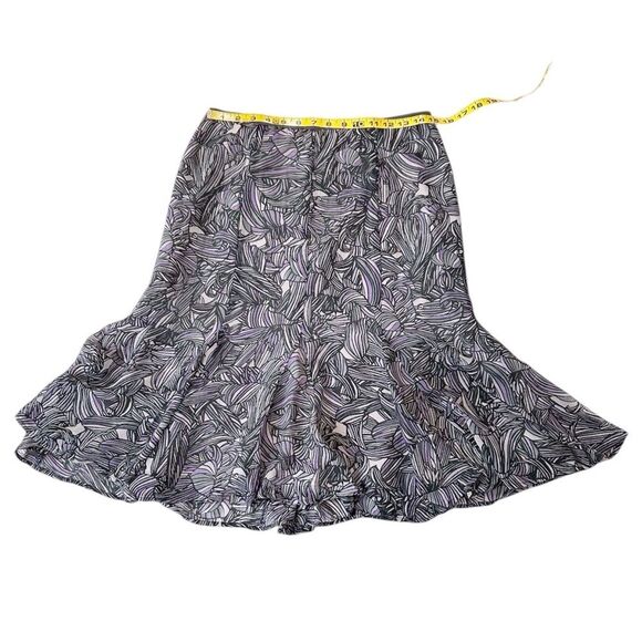 Sigrid Olsen Gray and Light Lavender Purple Flowy Patterned Skirt Size 8 - Picture 6 of 11